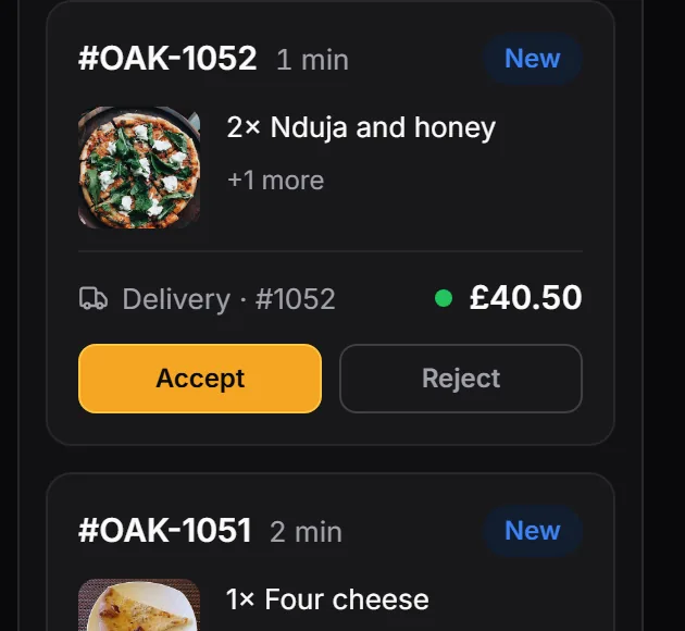 The orders already waiting on the board